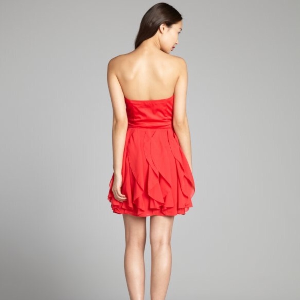 French Connection Red Ruffled Cocktail dress - Picture 2 of 7